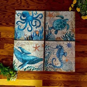 Ocean/Sea/Nautical Canvas Wall Hangings - Set of 4